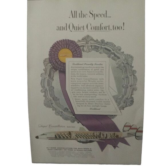 Vintage 1955 Lockheed Super Constellation Quiet Comfort Ad Advertisement - Picture 3 of 4